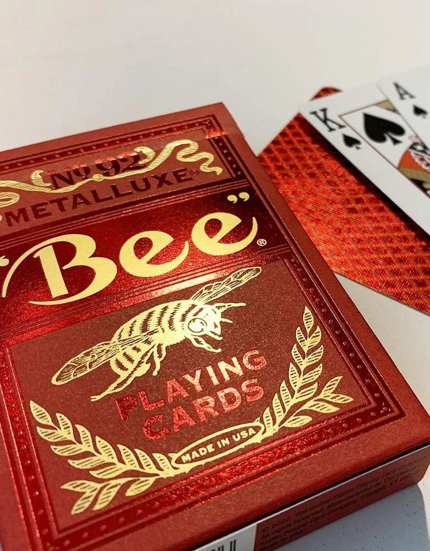 Metalluxe Premium Playing Cards - Red Foil Diamond Back, Poker Size Standard Index