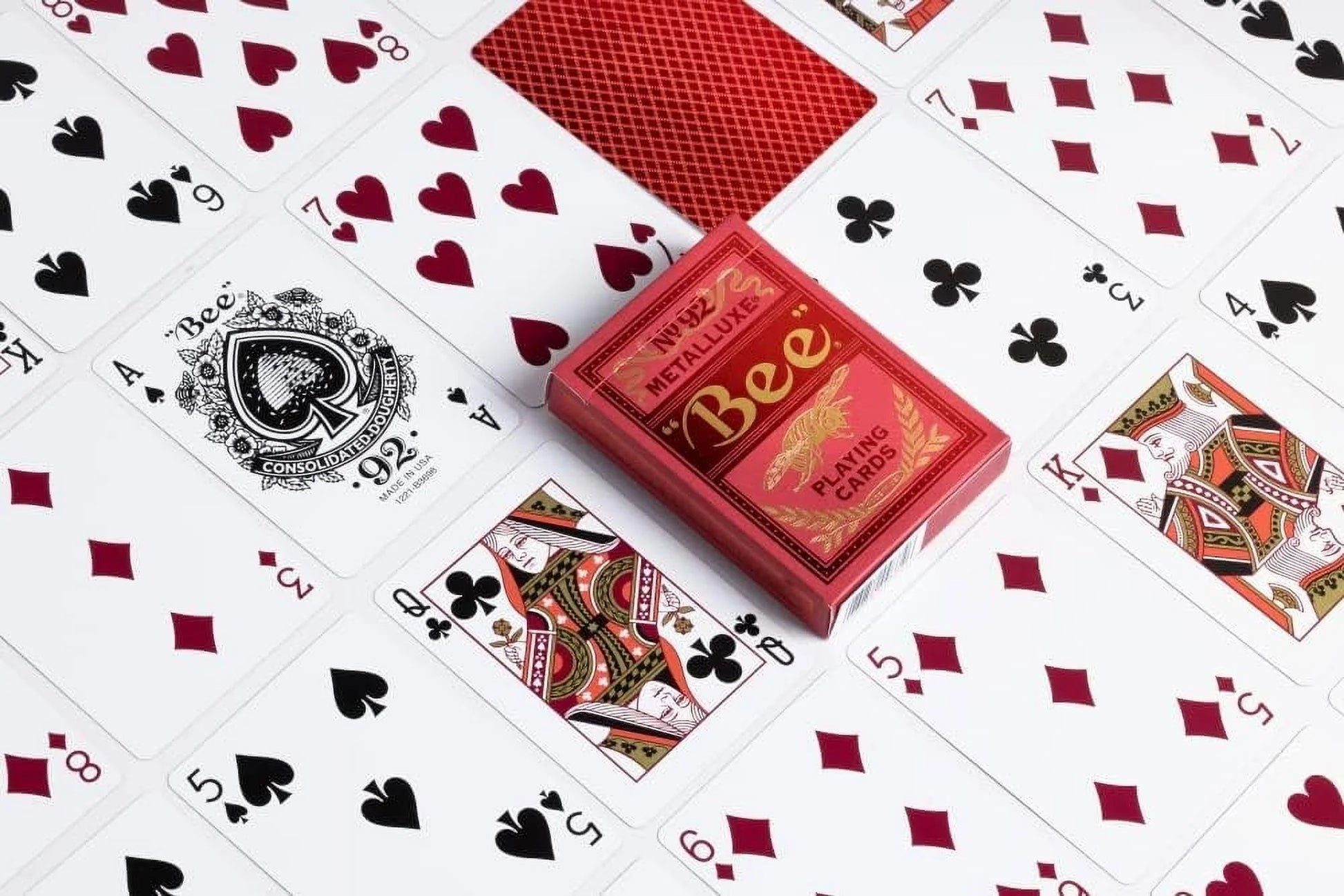 Metalluxe Premium Playing Cards - Red Foil Diamond Back, Poker Size Standard Index