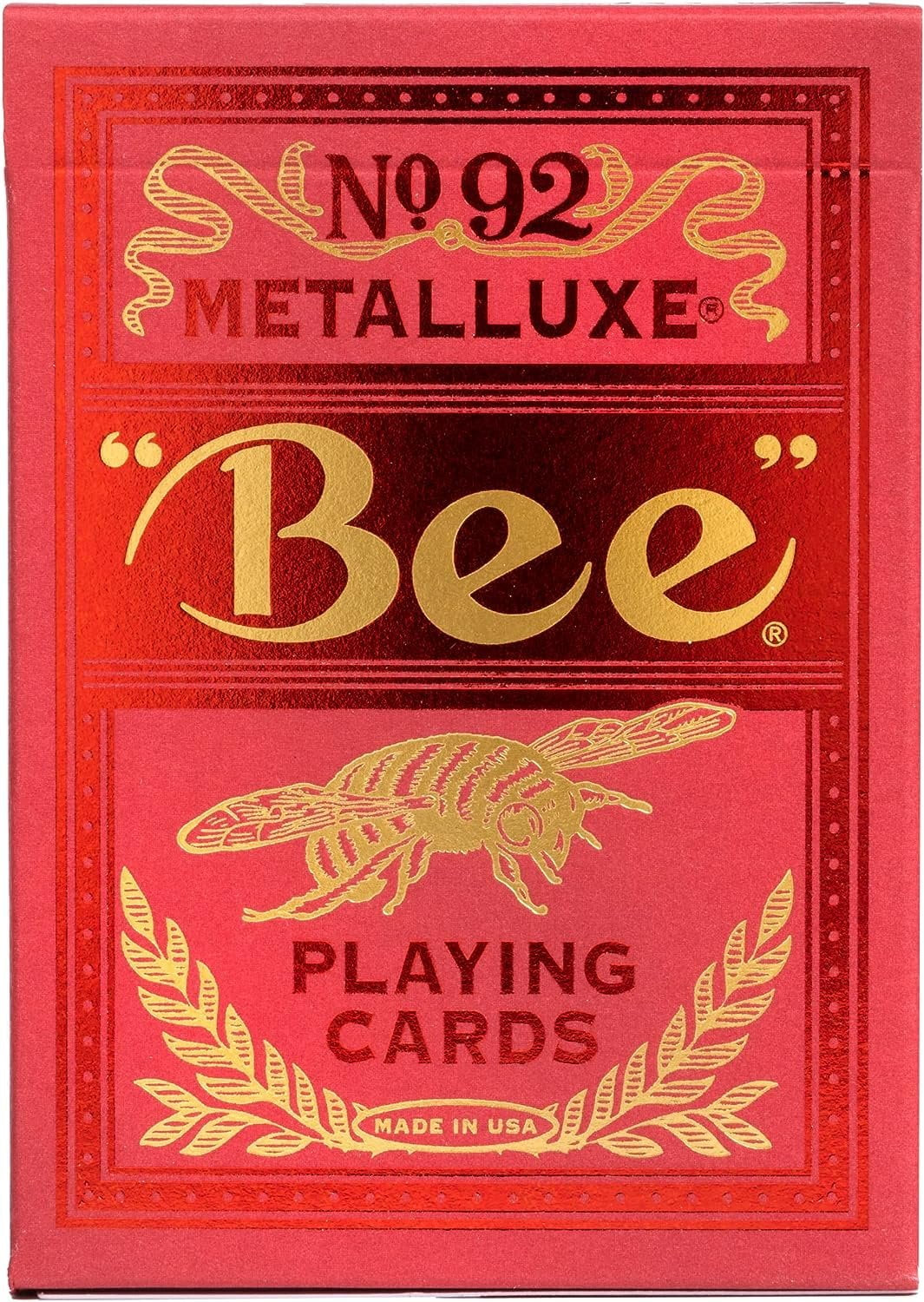 Metalluxe Premium Playing Cards - Red Foil Diamond Back, Poker Size Standard Index