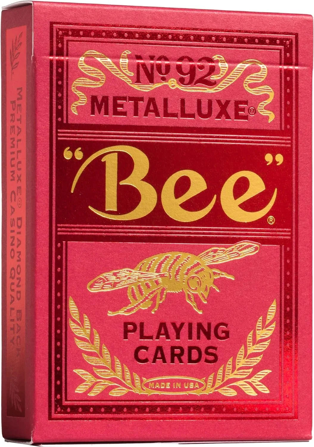 Metalluxe Premium Playing Cards - Red Foil Diamond Back, Poker Size Standard Index